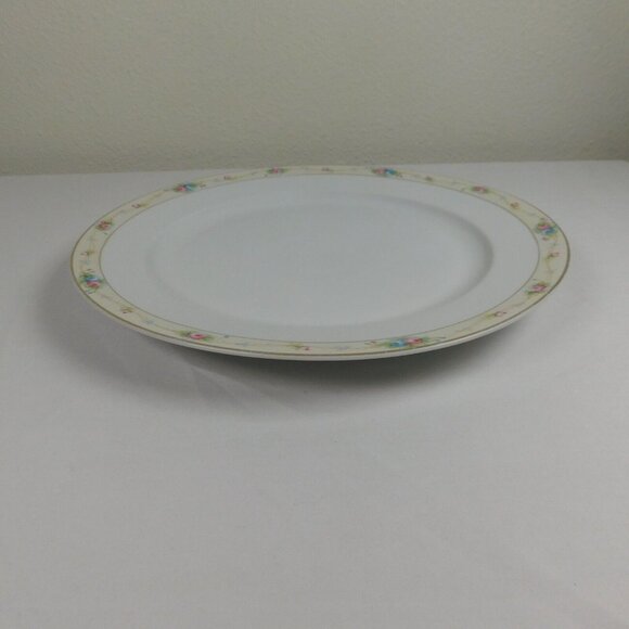 Noritake Marguerite 12" Round Chop Plate Pink Blue Roses Gold Band Handpainted - Picture 3 of 9